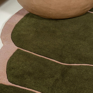 Whimsical Modern Border Geometric Handwoven Wool Area Rug